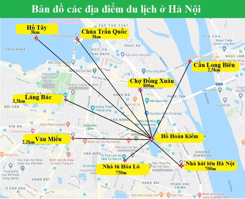 Bản đồ du lịch Hà Nội cập nhật mới nhất