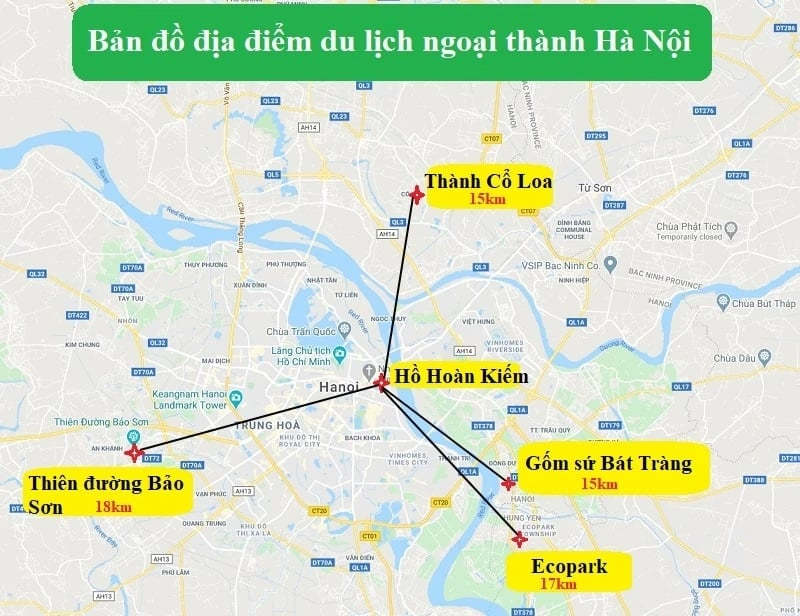 Bản đồ du lịch Hà Nội cập nhật mới nhất