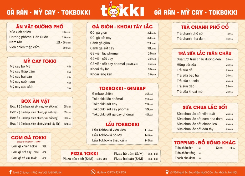 Menu các món ăn Hàn Quốc hấp dẫn của Tokki Chicken