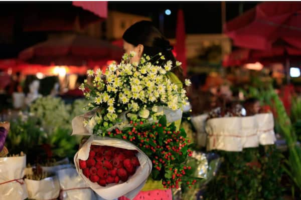 chợ hoa ngày Tết ở Hà Nội